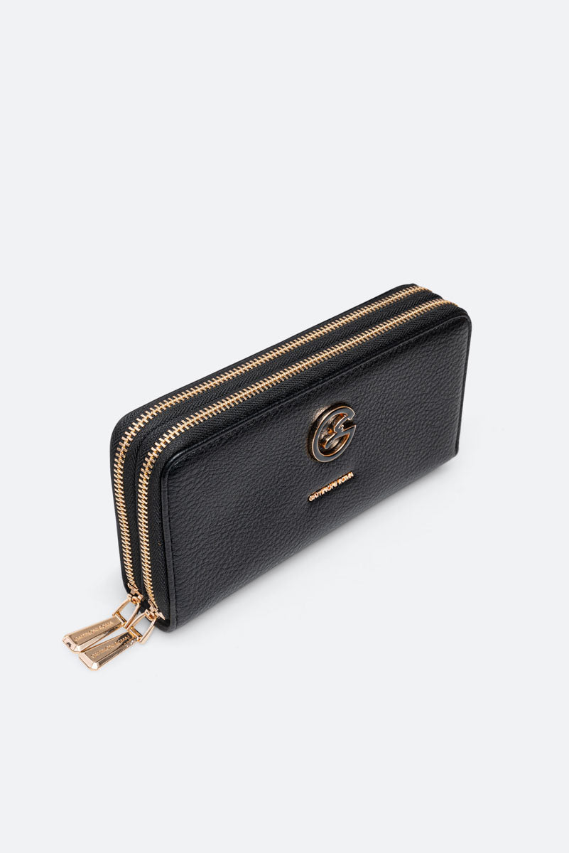 Denise Double Zip Wallet Black