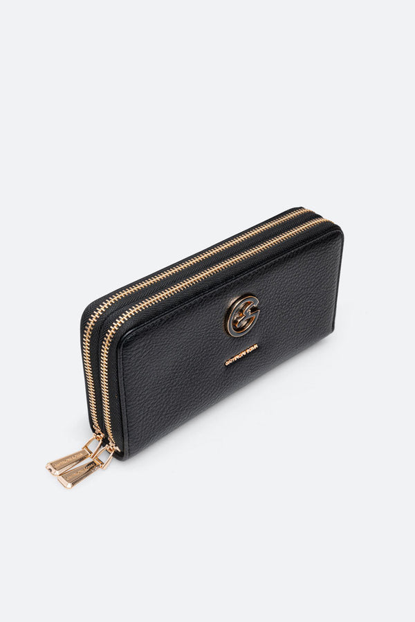 Denise Double Zip Wallet Black