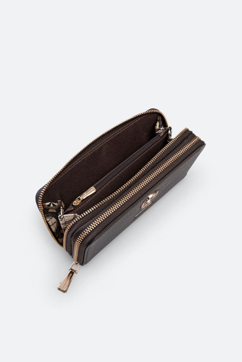 Denise Double Zip Wallet Black