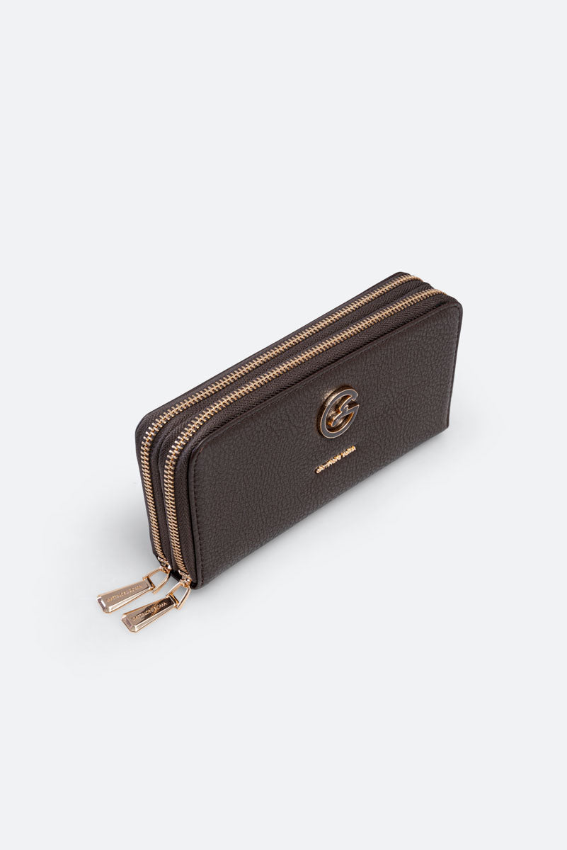 Denise Double Zip Wallet Black