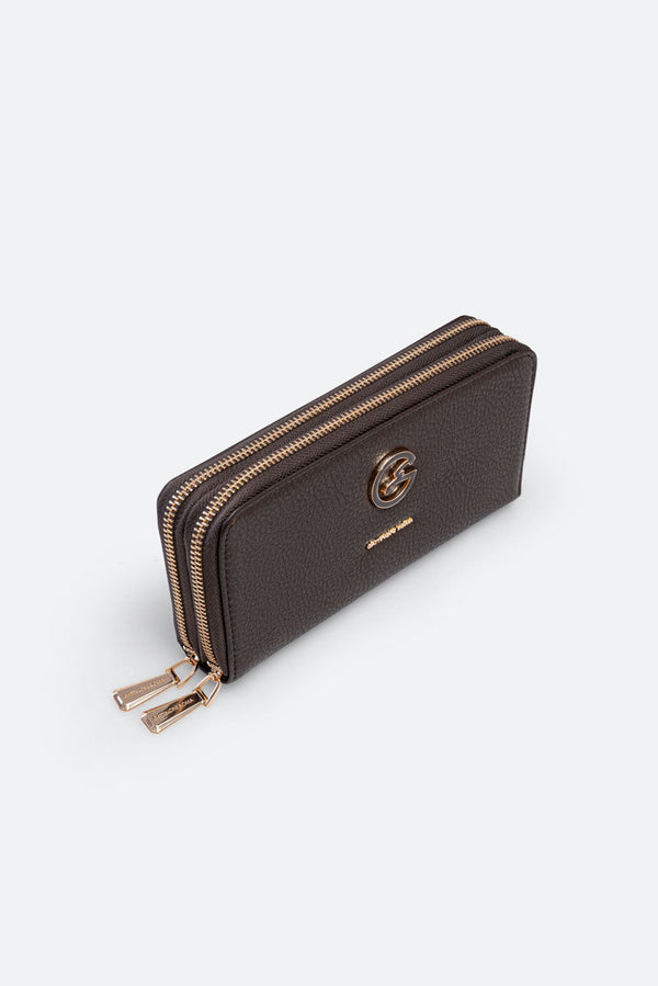 Denise Double Zip Wallet Black