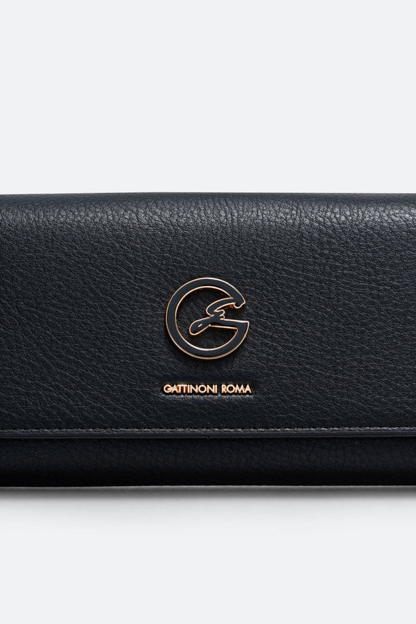 Large Denise Wallet in Black Synthetic Leather