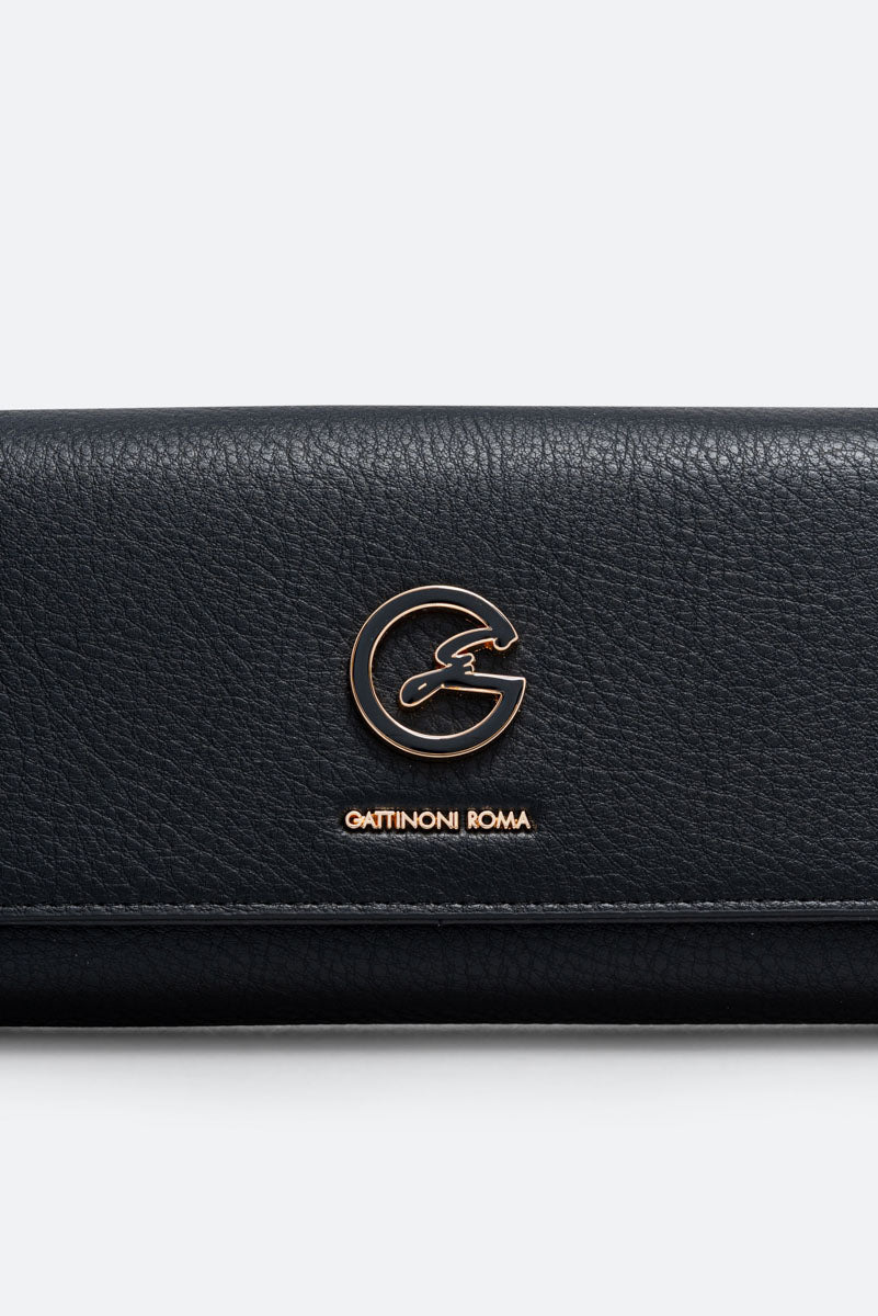 Large Denise Wallet in Black Synthetic Leather