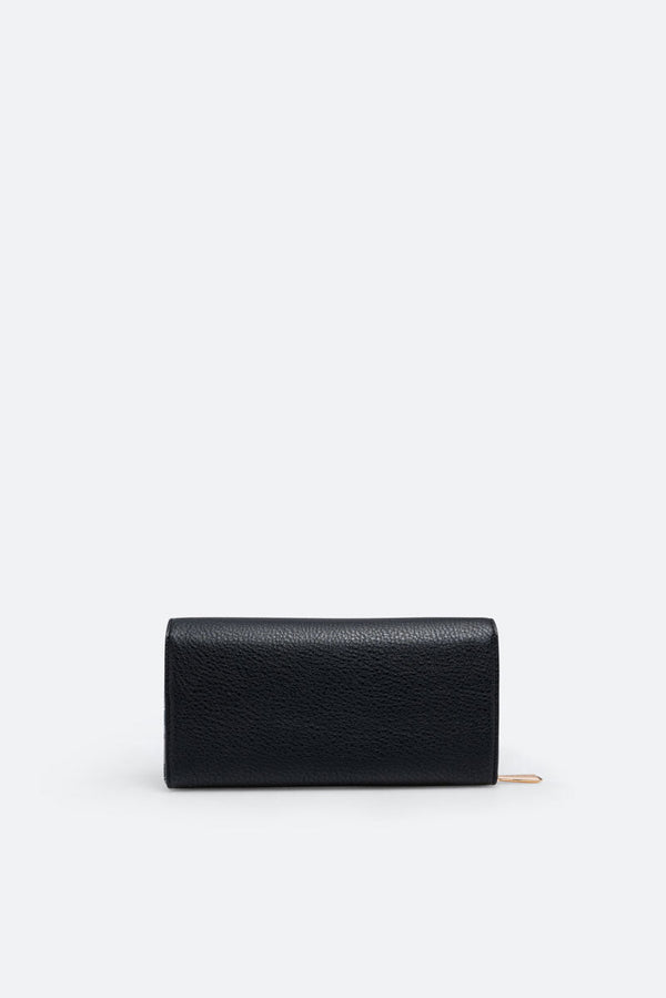 Large Denise Wallet in Black Synthetic Leather
