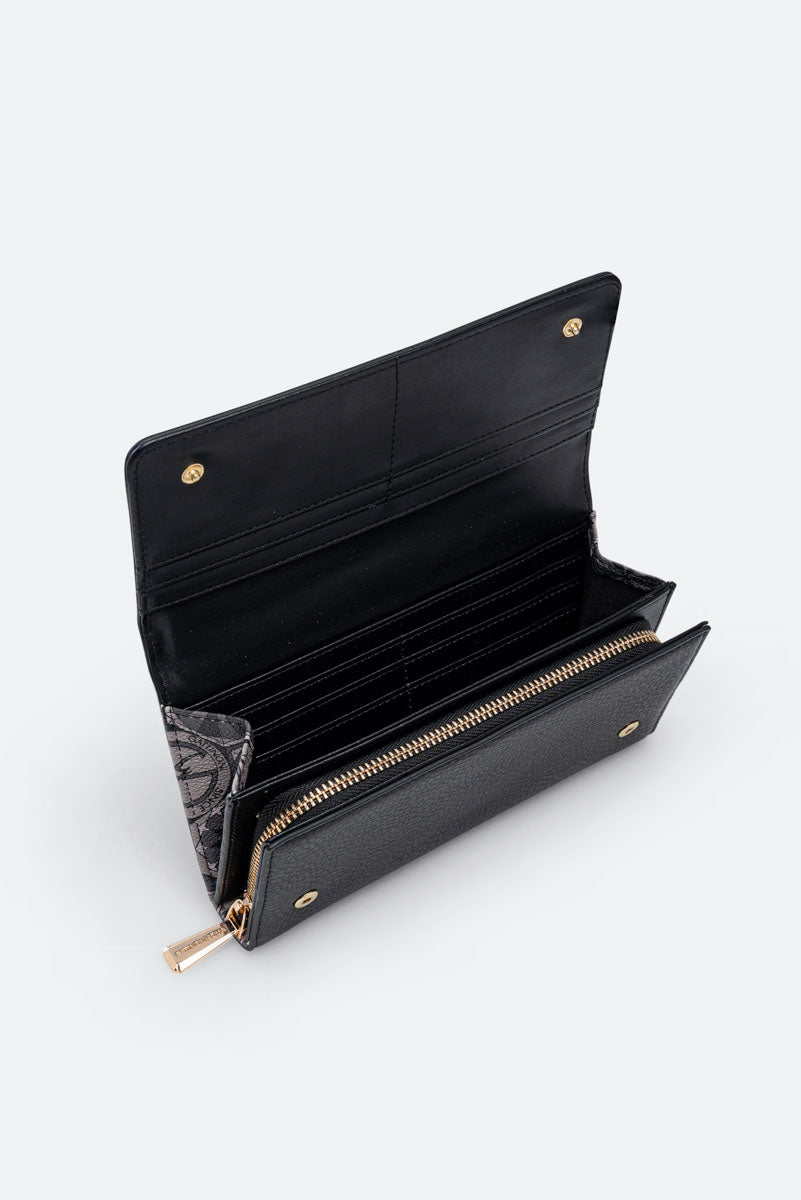 Large Denise Wallet in Black Synthetic Leather