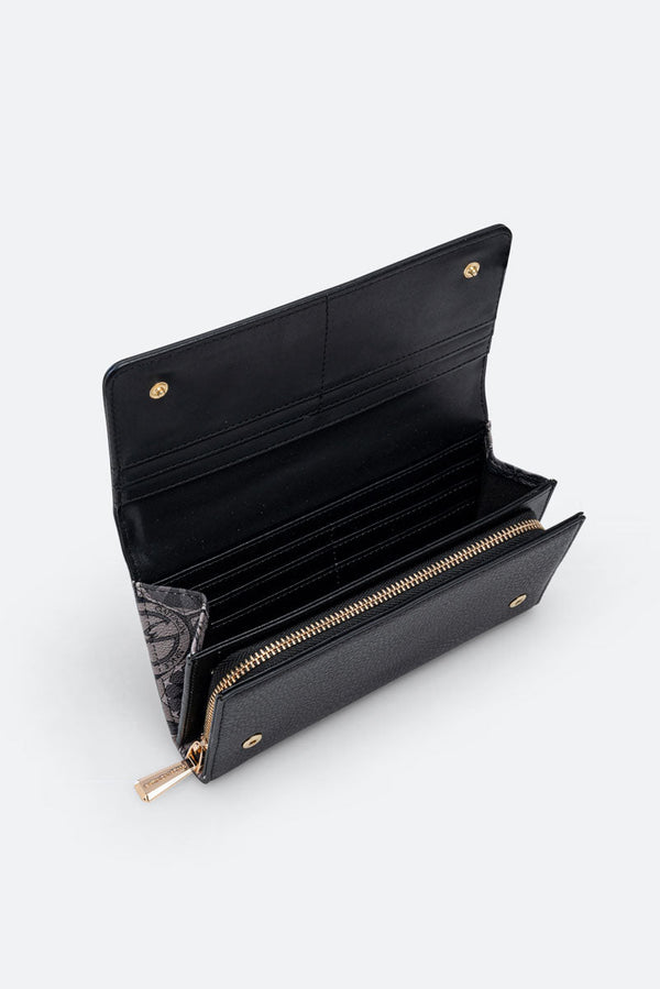 Large Denise Wallet in Black Synthetic Leather