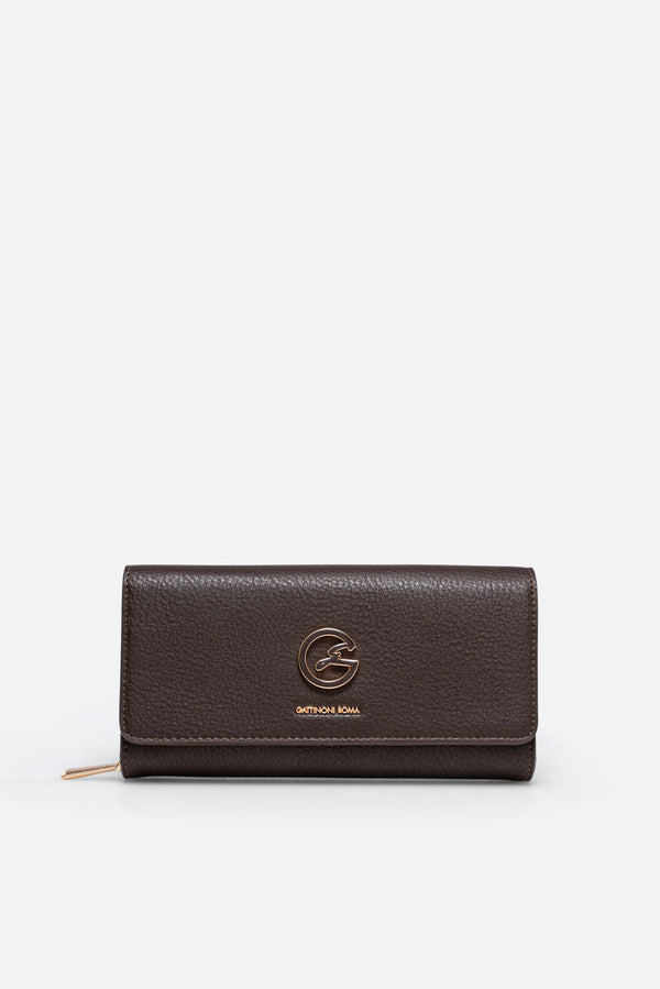 Large Denise Wallet in Synthetic Leather Chocolate