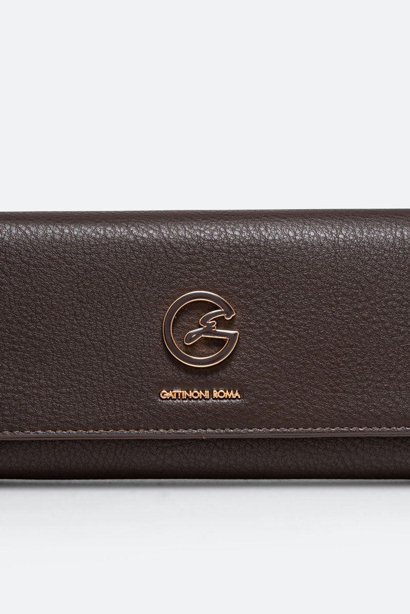 Large Denise Wallet in Synthetic Leather Chocolate