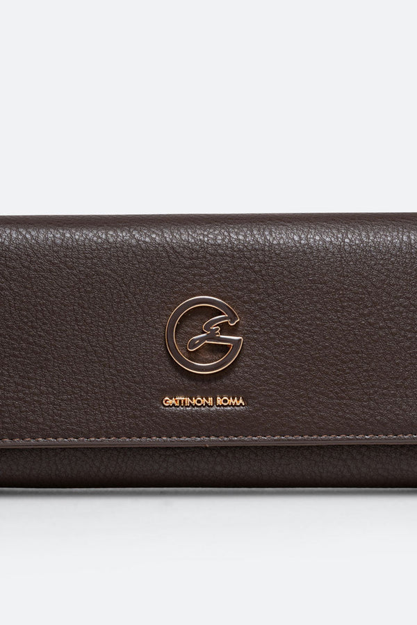 Large Denise Wallet in Synthetic Leather Chocolate