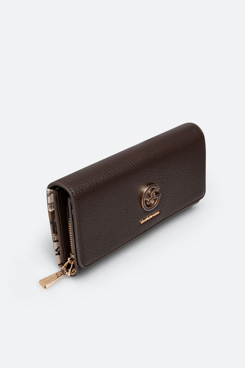 Large Denise Wallet in Synthetic Leather Chocolate