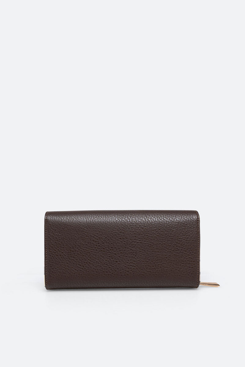 Large Denise Wallet in Synthetic Leather Chocolate