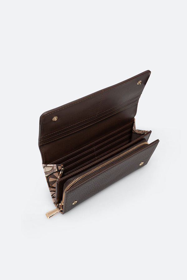 Large Denise Wallet in Synthetic Leather Chocolate
