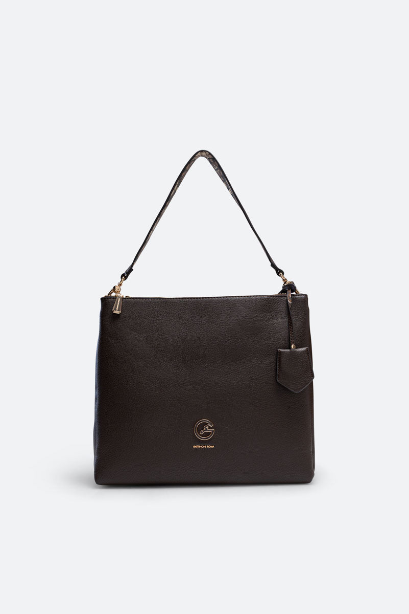 Large Hobo Denise in Synthetic Leather Chocolate