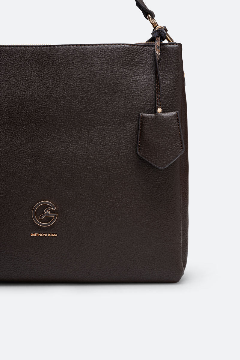 Large Hobo Denise in Synthetic Leather Chocolate