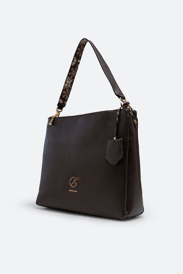 Large Hobo Denise in Synthetic Leather Chocolate