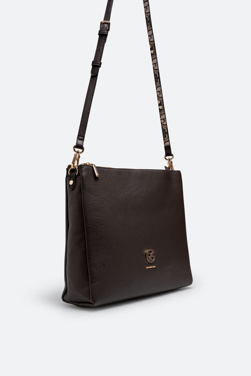 Large Hobo Denise in Synthetic Leather Chocolate