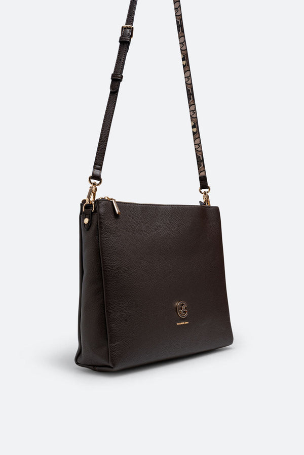 Large Hobo Denise in Synthetic Leather Chocolate