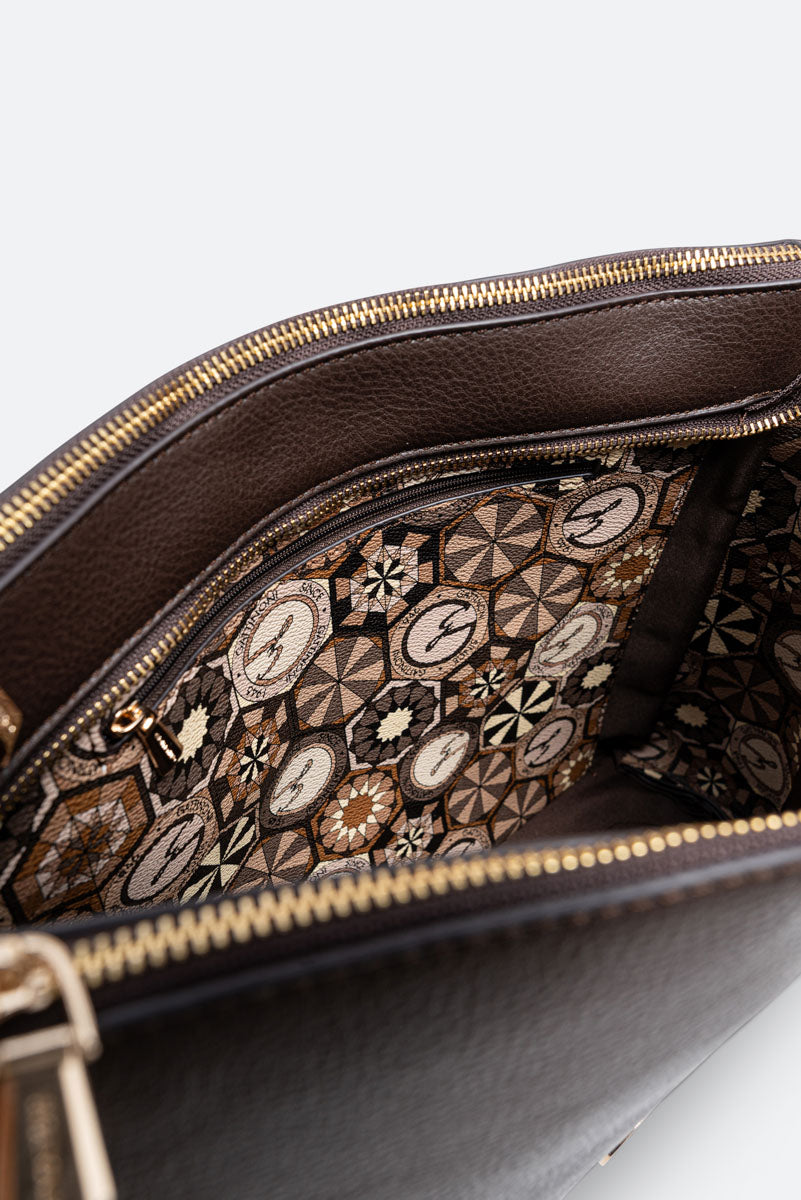 Large Hobo Denise in Synthetic Leather Chocolate