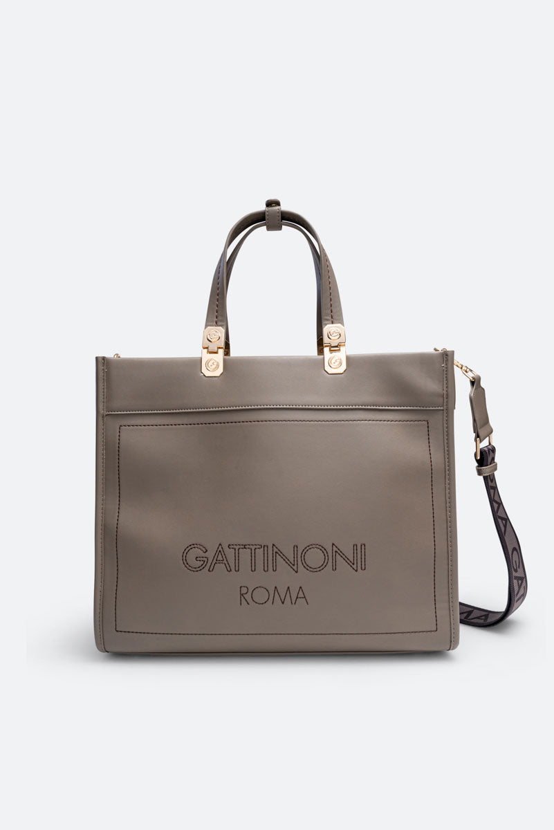 Borsa Grande in Pelle Sintetica AMELIA Taupe