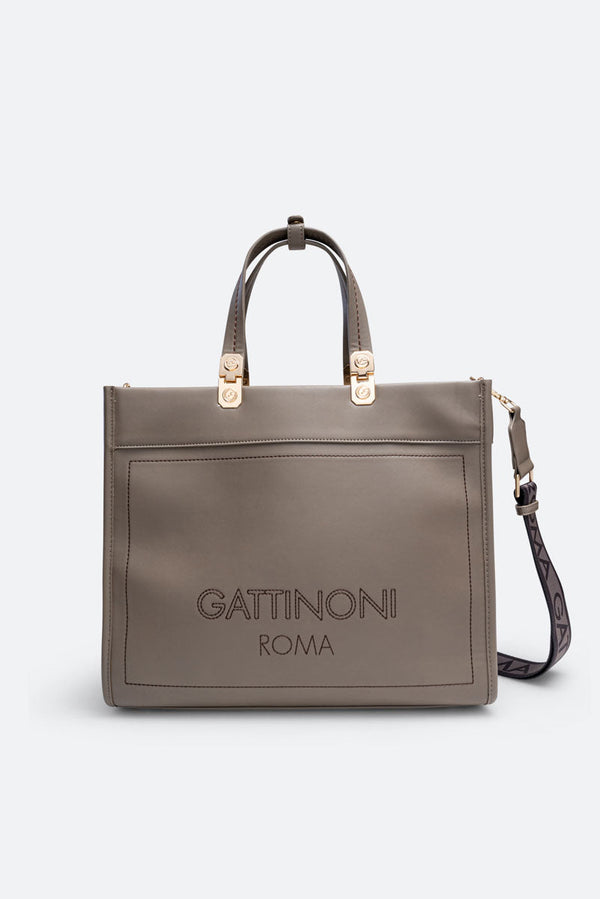 Borsa Grande in Pelle Sintetica AMELIA Taupe