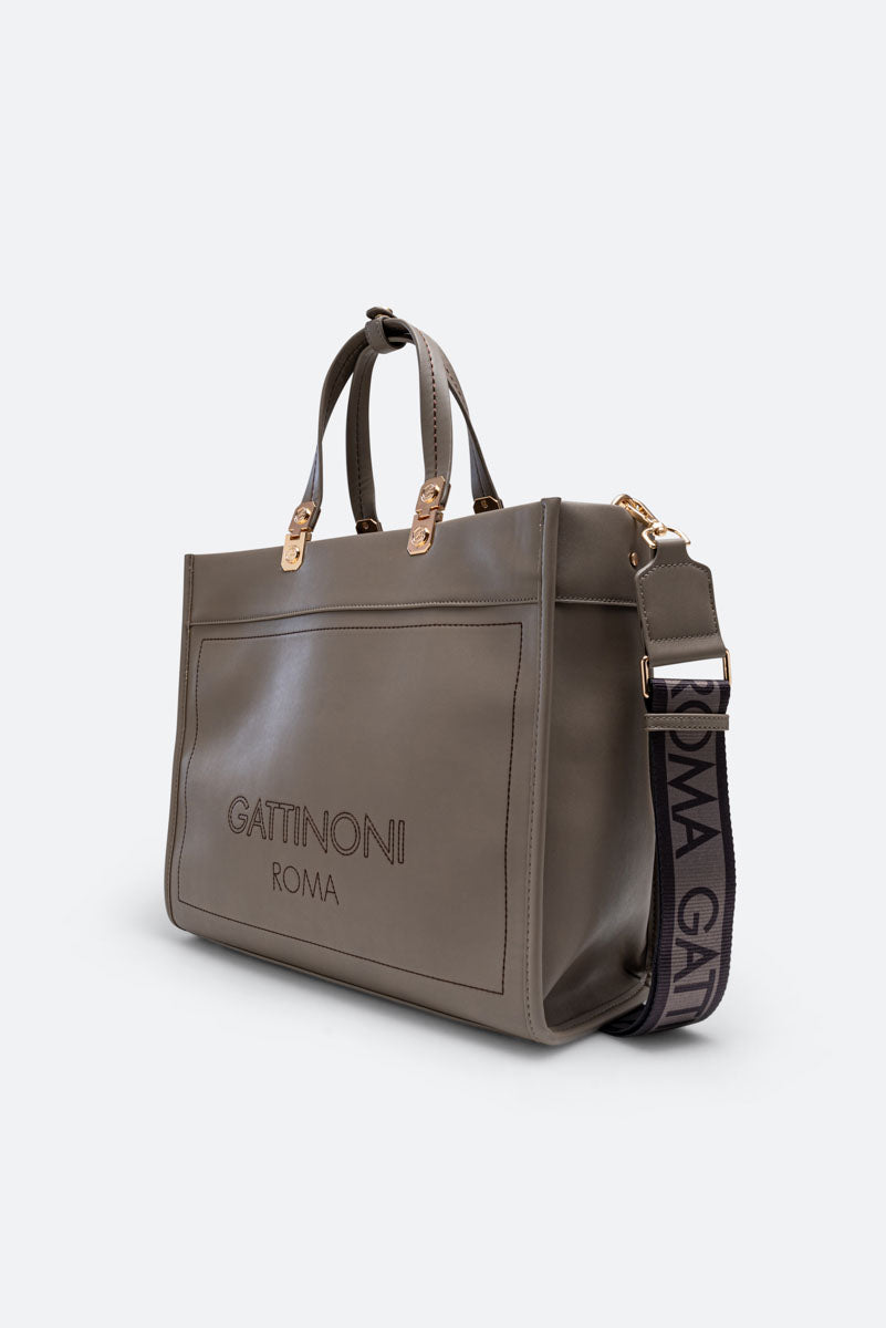 Borsa Grande in Pelle Sintetica AMELIA Taupe