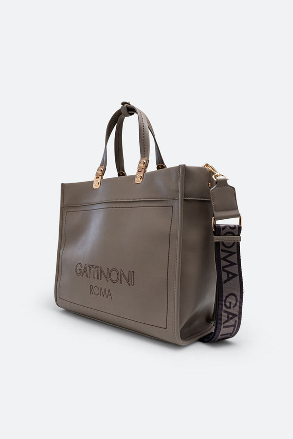 Borsa Grande in Pelle Sintetica AMELIA Taupe