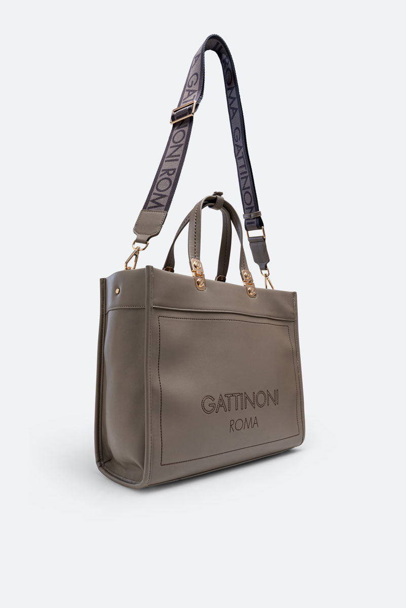 Borsa Grande in Pelle Sintetica AMELIA Taupe