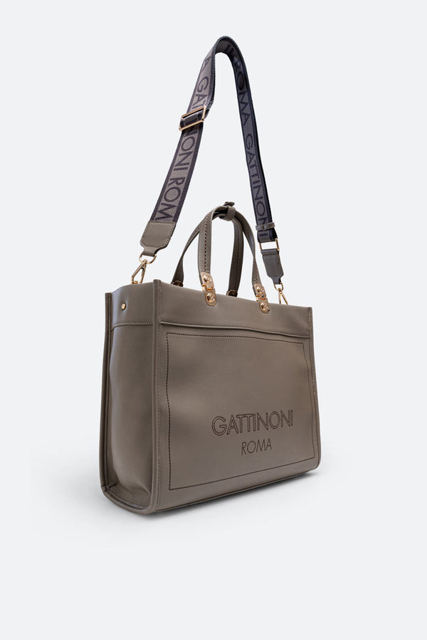 Borsa Grande in Pelle Sintetica AMELIA Taupe