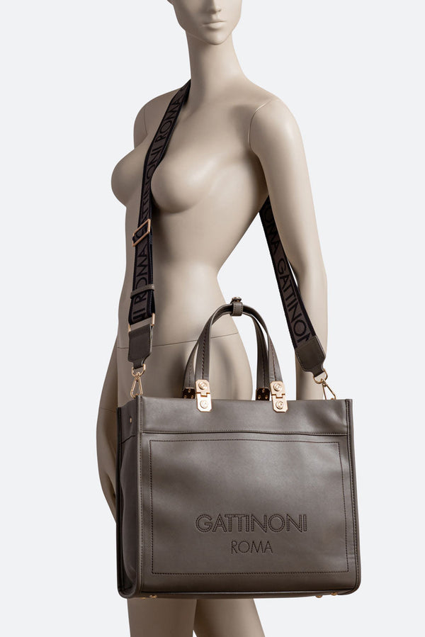 Borsa Grande in Pelle Sintetica AMELIA Taupe