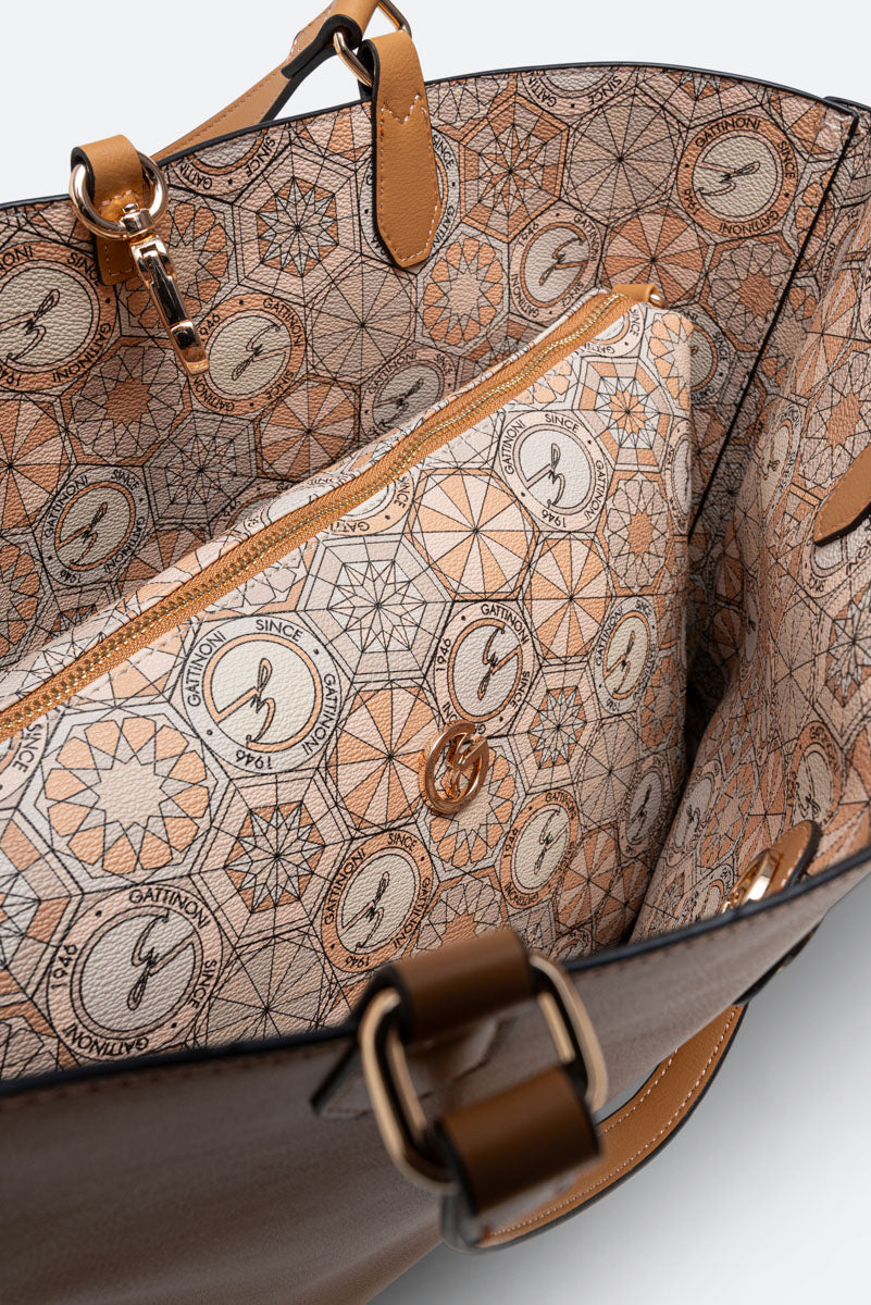 Teodosia Reversible Shoulder Bag Franca Travertino
