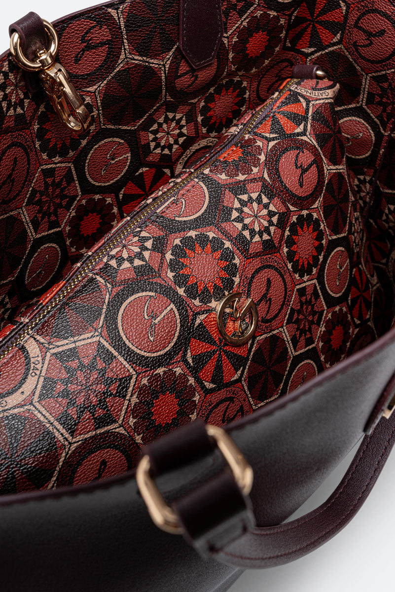 Reversible Medium Shopping Bag Teodosia Garnet