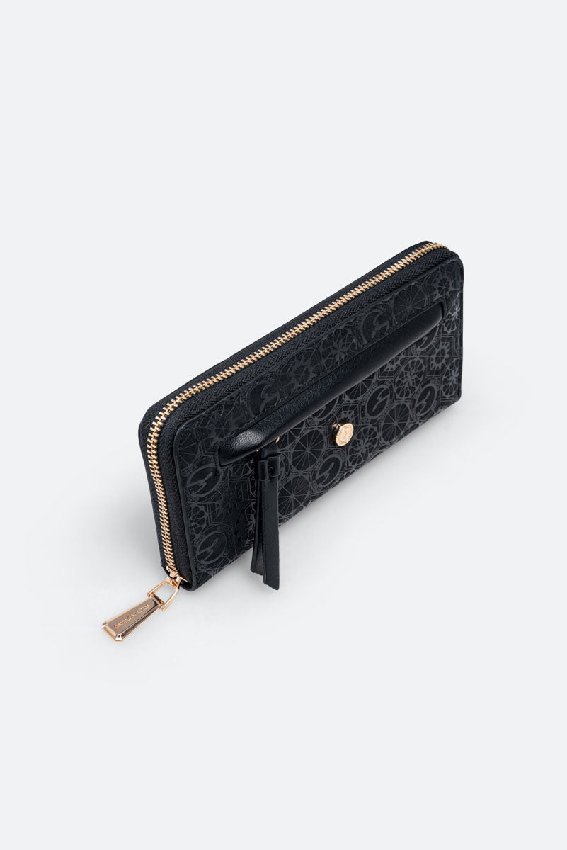 Cartera con cremallera negra Teodosia casual