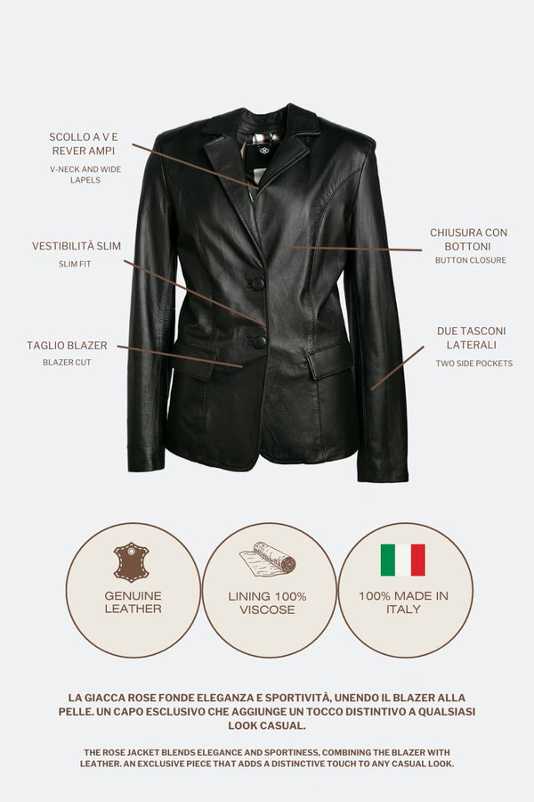 Blazer Rose da donna 100% vera pelle Made in Italy - Barone Firenze