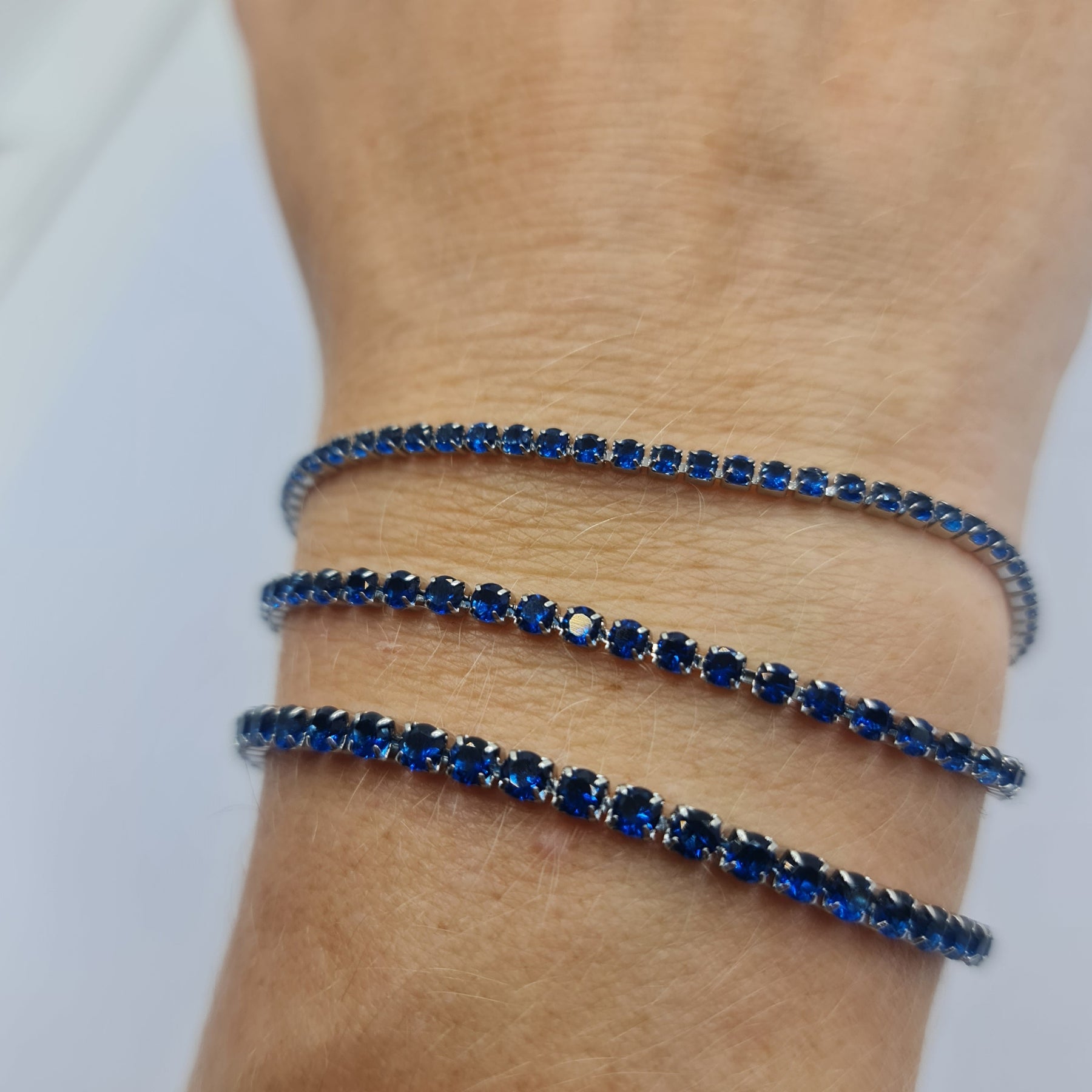 BRACCIALE ACCIAIO TENNIS E ZIRCONI BLU MM 2,00