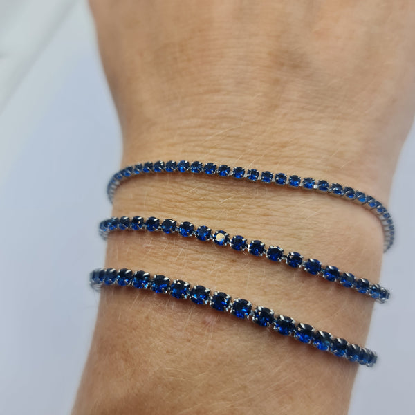 BRACCIALE ACCIAIO TENNIS E ZIRCONI BLU MM 2,00