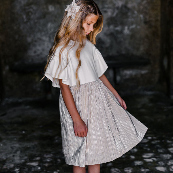 MILANO STITCH AND PLEATED DRESS