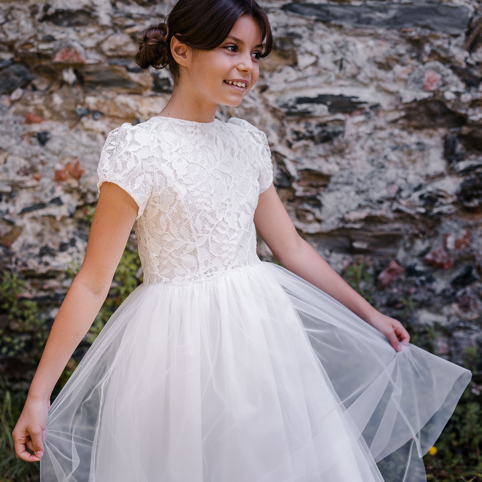 LACE DRESS WITH TRAIN