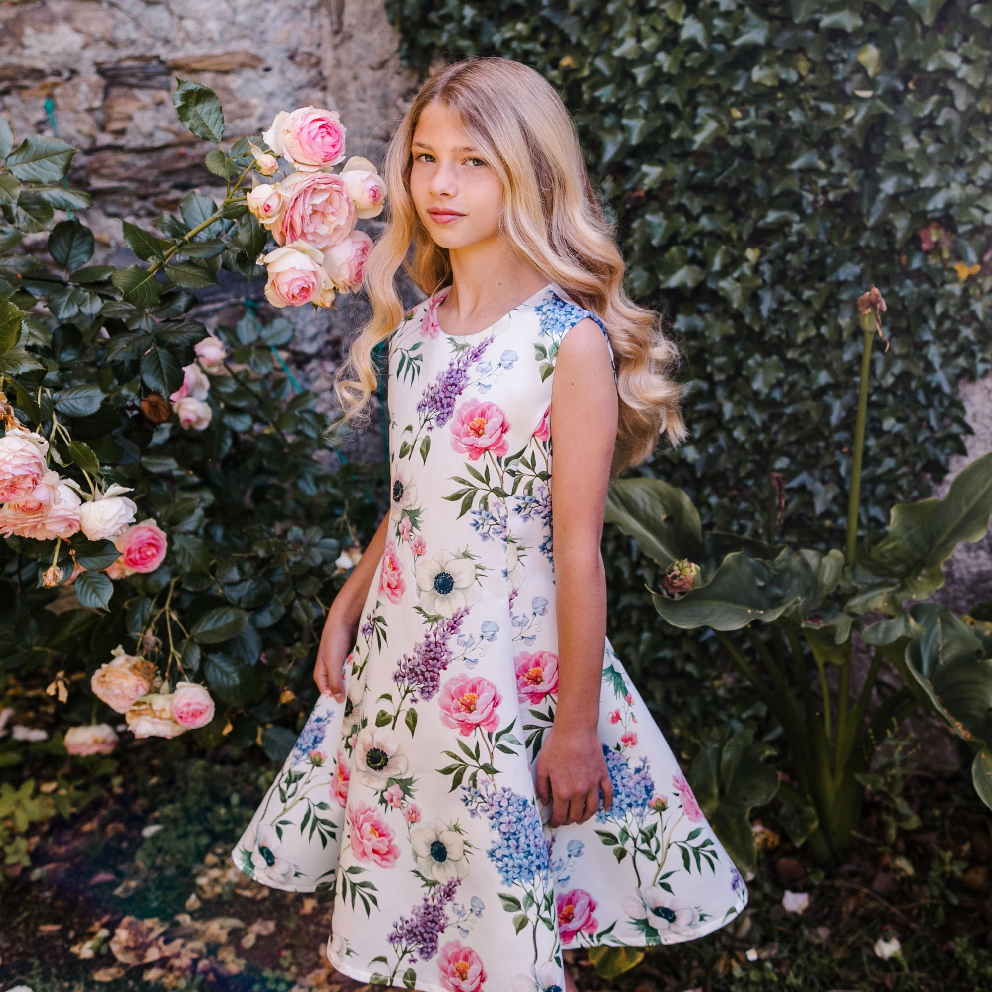 Satin jurk met bloemenprint