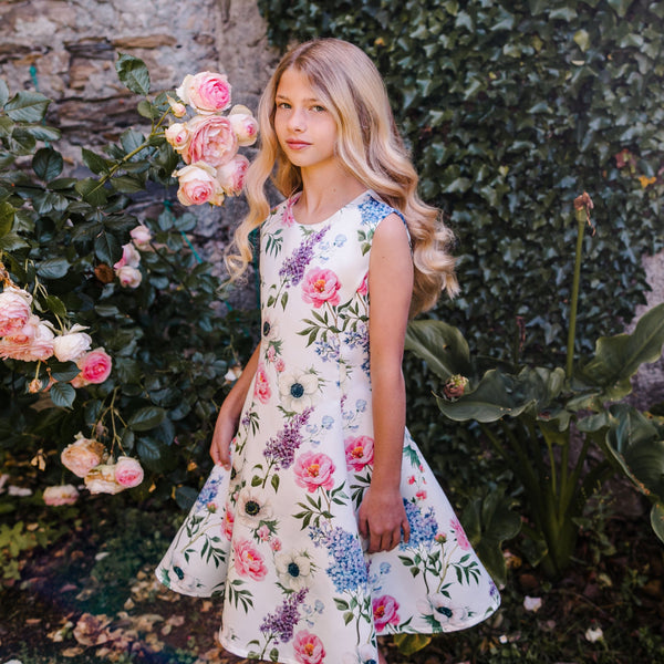 Satin jurk met bloemenprint