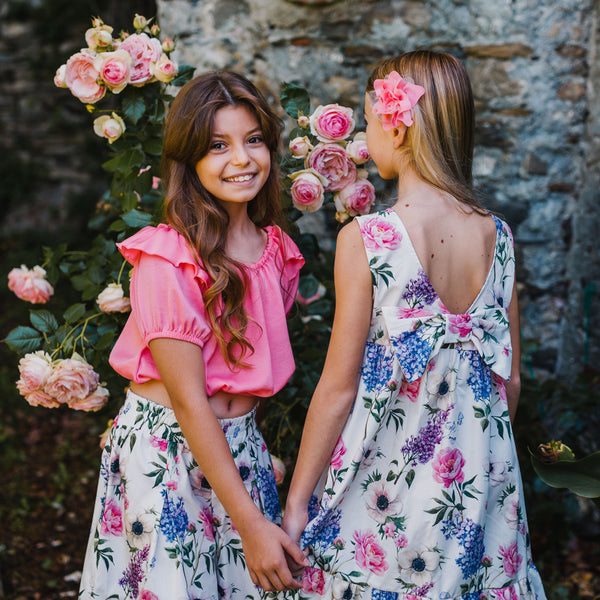 FLORAL PATTERN DRESS WITH BOW ON THE BACK