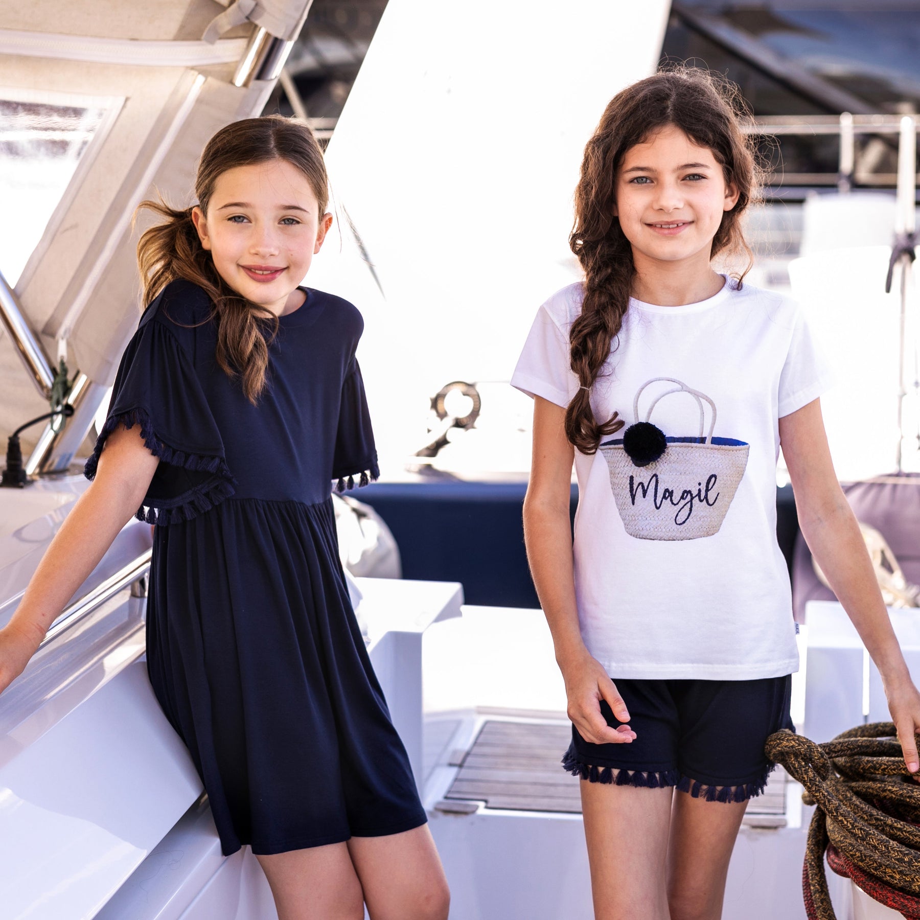 BLUE DRESS WITH TASSELS