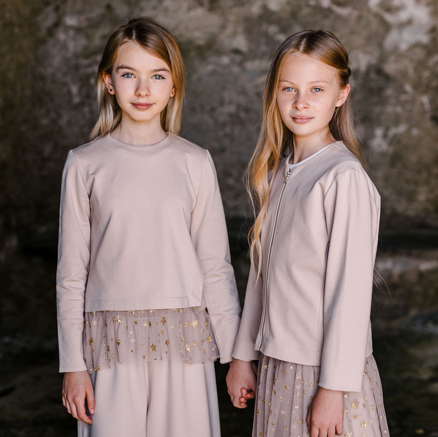 TULLE HEM SWEATER WITH STARS