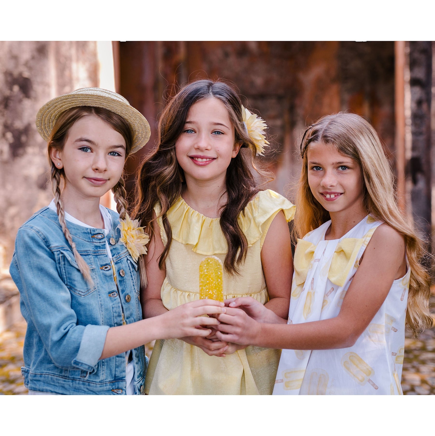 YELLOW ICE POPS TOP WITH MAXI BOW