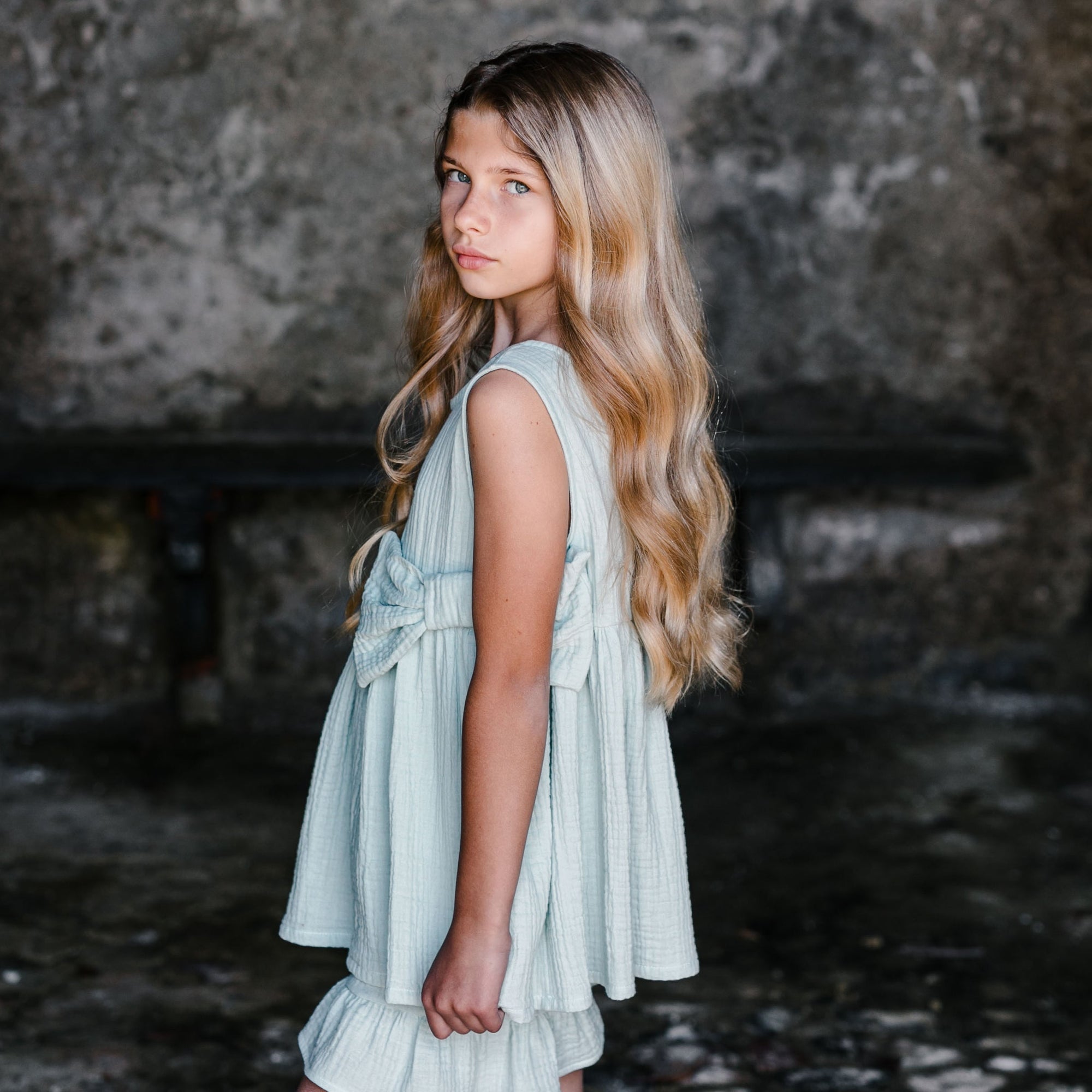 MINT GREEN TOP WITH FRONT BOW