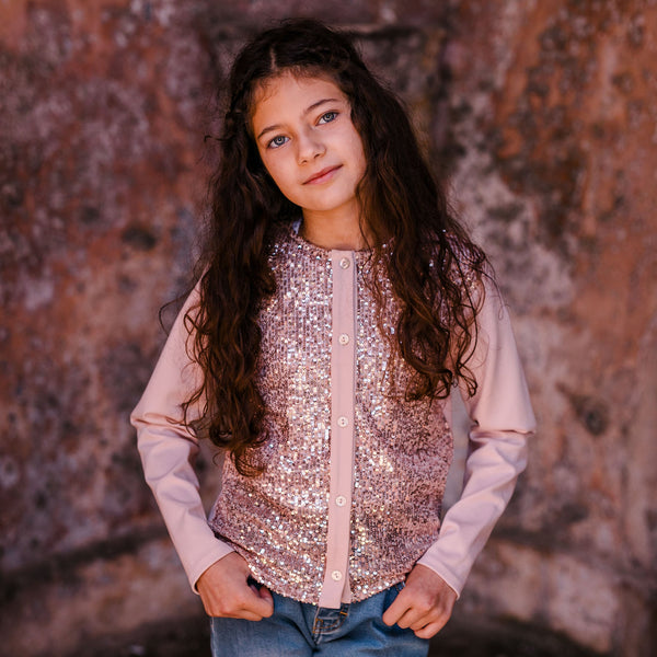 COMBINED MILANO STITCH AND SEQUINS CARDIGAN