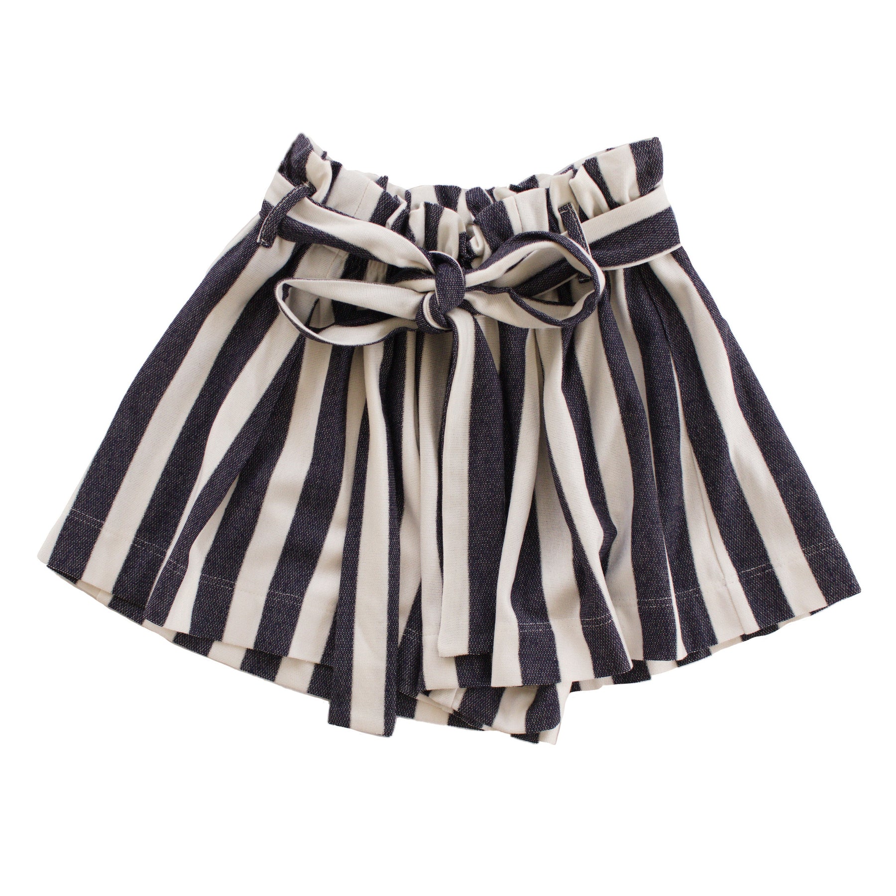 PANTALONES CORTOS DE FELPA A RAYAS CON CINTURA DE CARAMELO