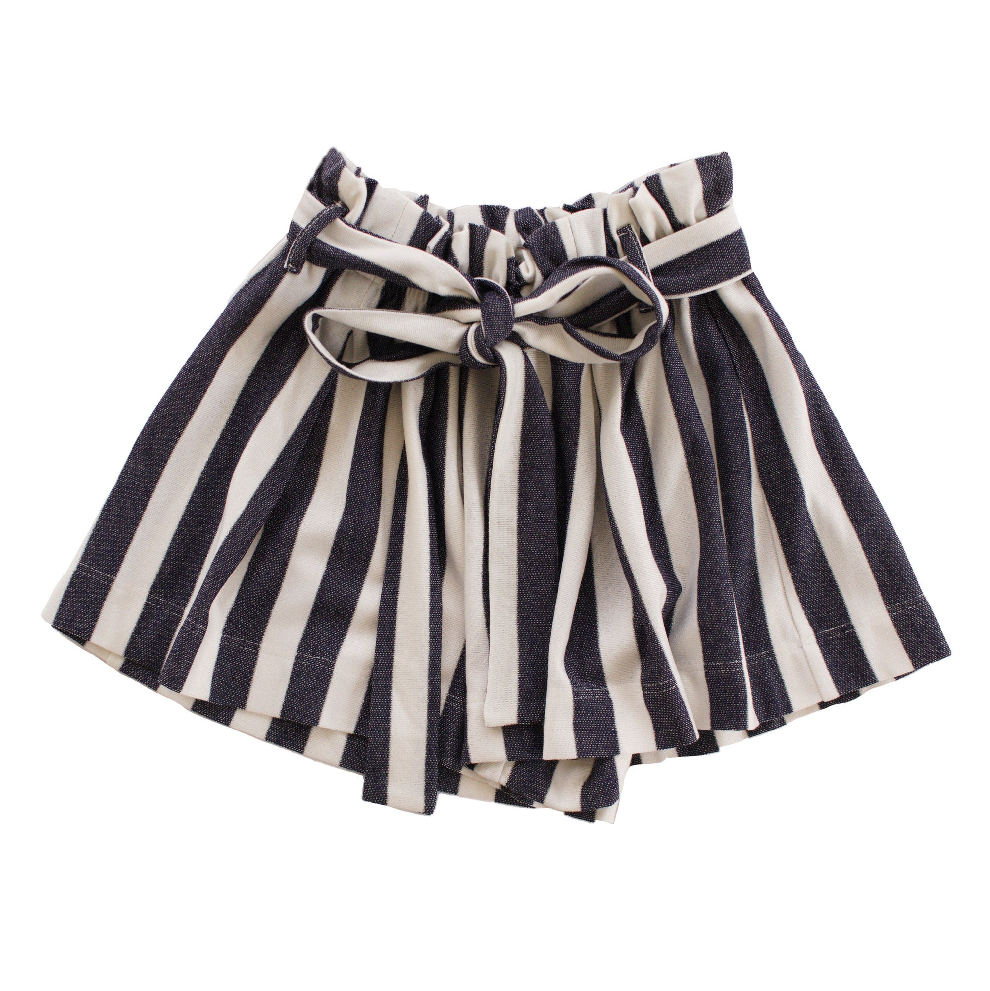 PANTALONES CORTOS DE FELPA A RAYAS CON CINTURA DE CARAMELO