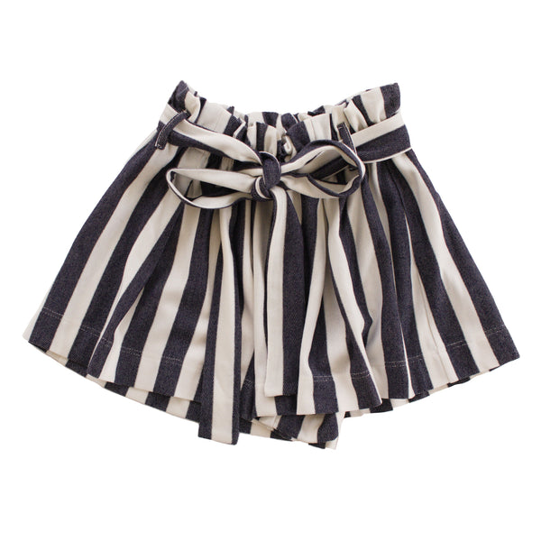 PANTALONES CORTOS DE FELPA A RAYAS CON CINTURA DE CARAMELO