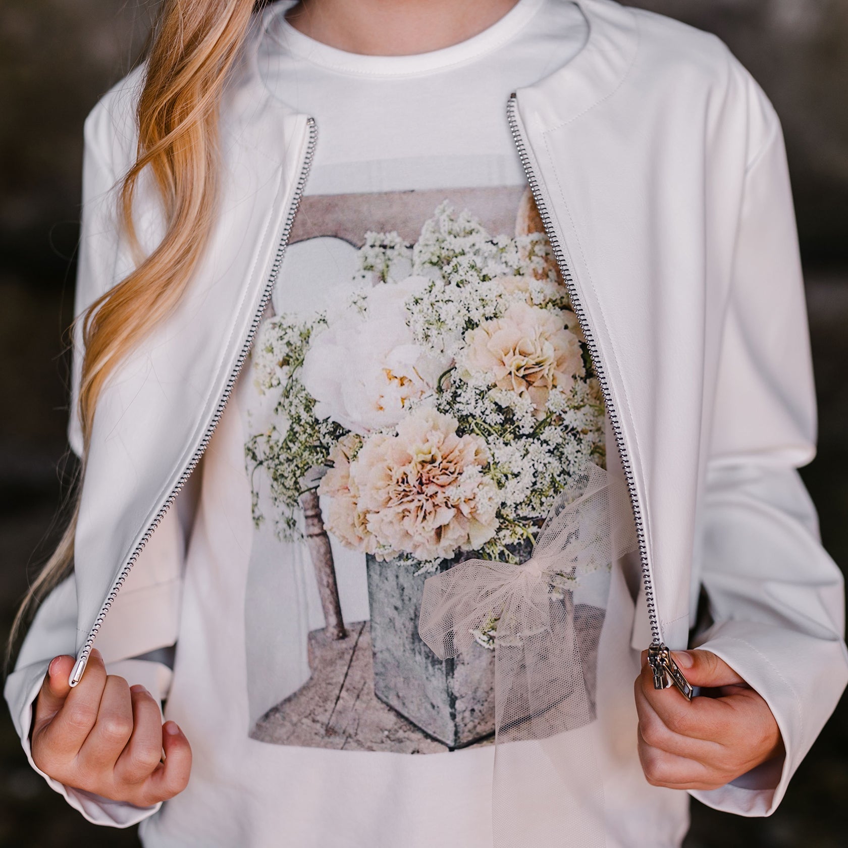 T-SHIRT WITH FLOWER PRINT CREAM/BEIGE