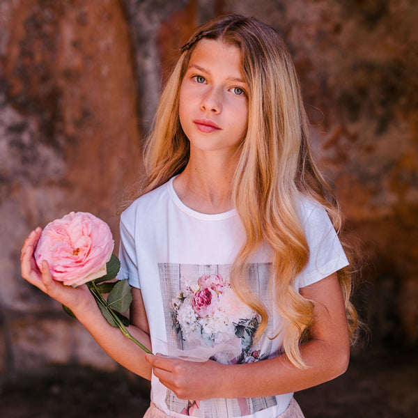 T-SHIRT BOUQUET PINK PRINT